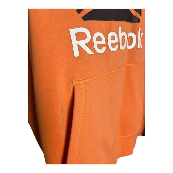 Reebok Mens Hoodie Sweatshirt Pullover Casual Grunge Orange Thrashed Grunge 2XL - Picture 4 of 8